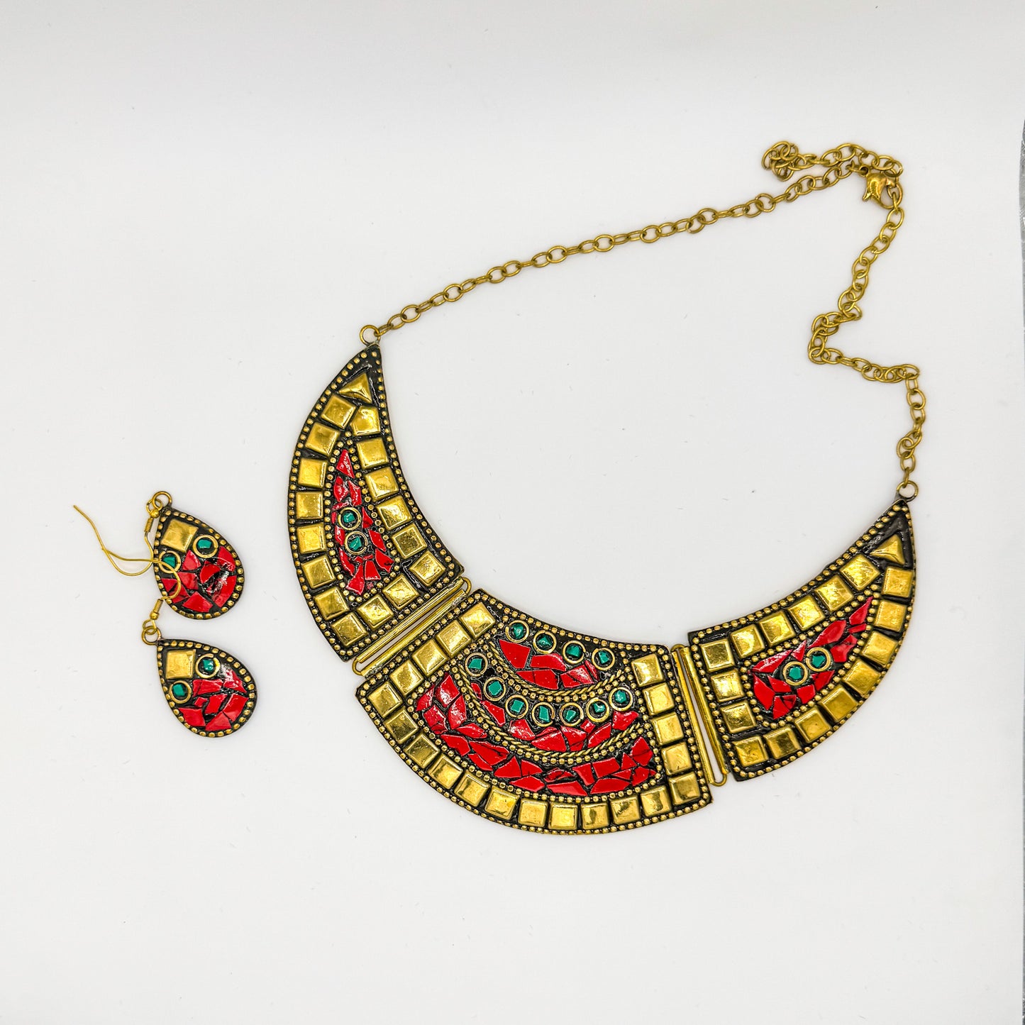 Mosaic Jewellery set - Red & Gold