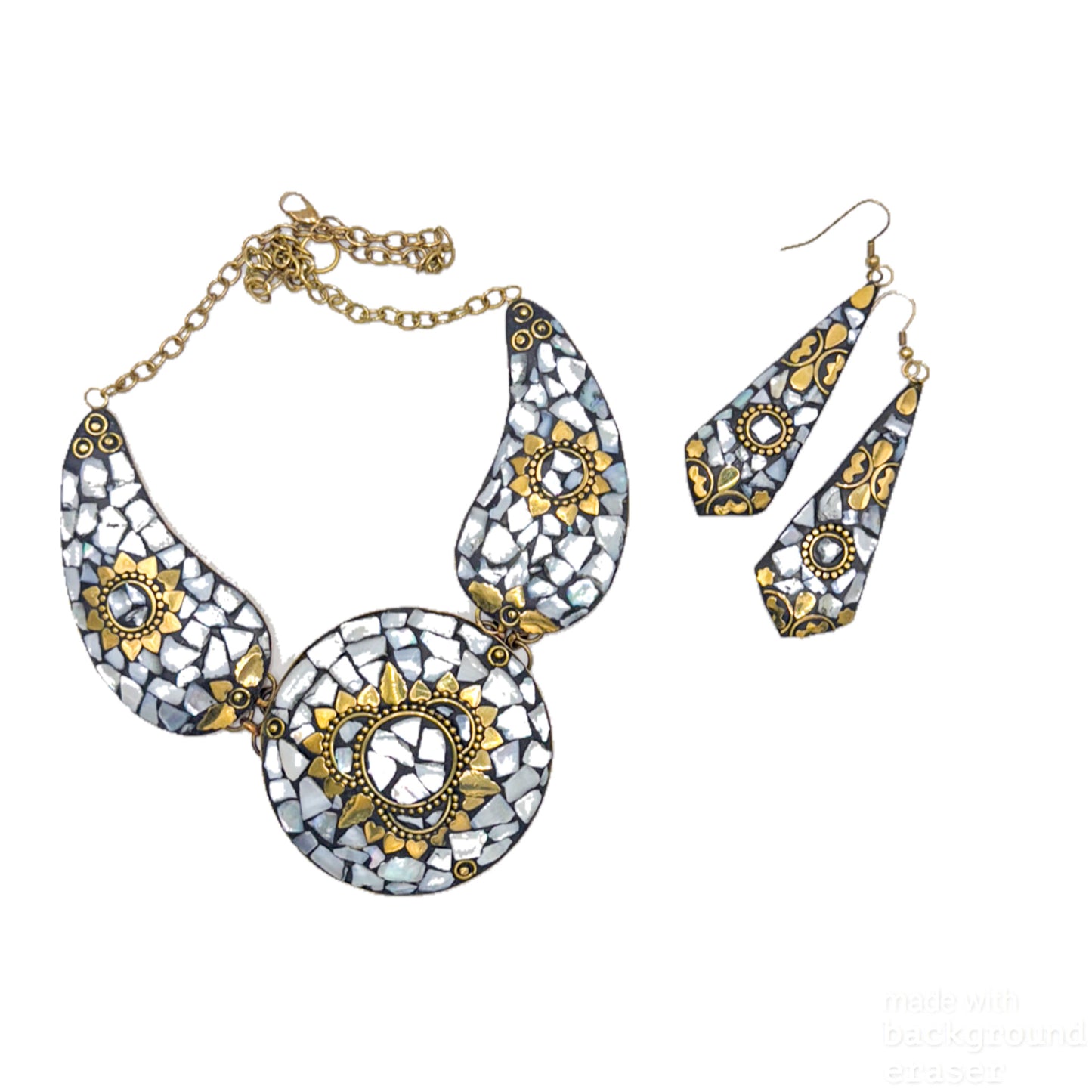 Mosaic Jewellery set - White & Gold