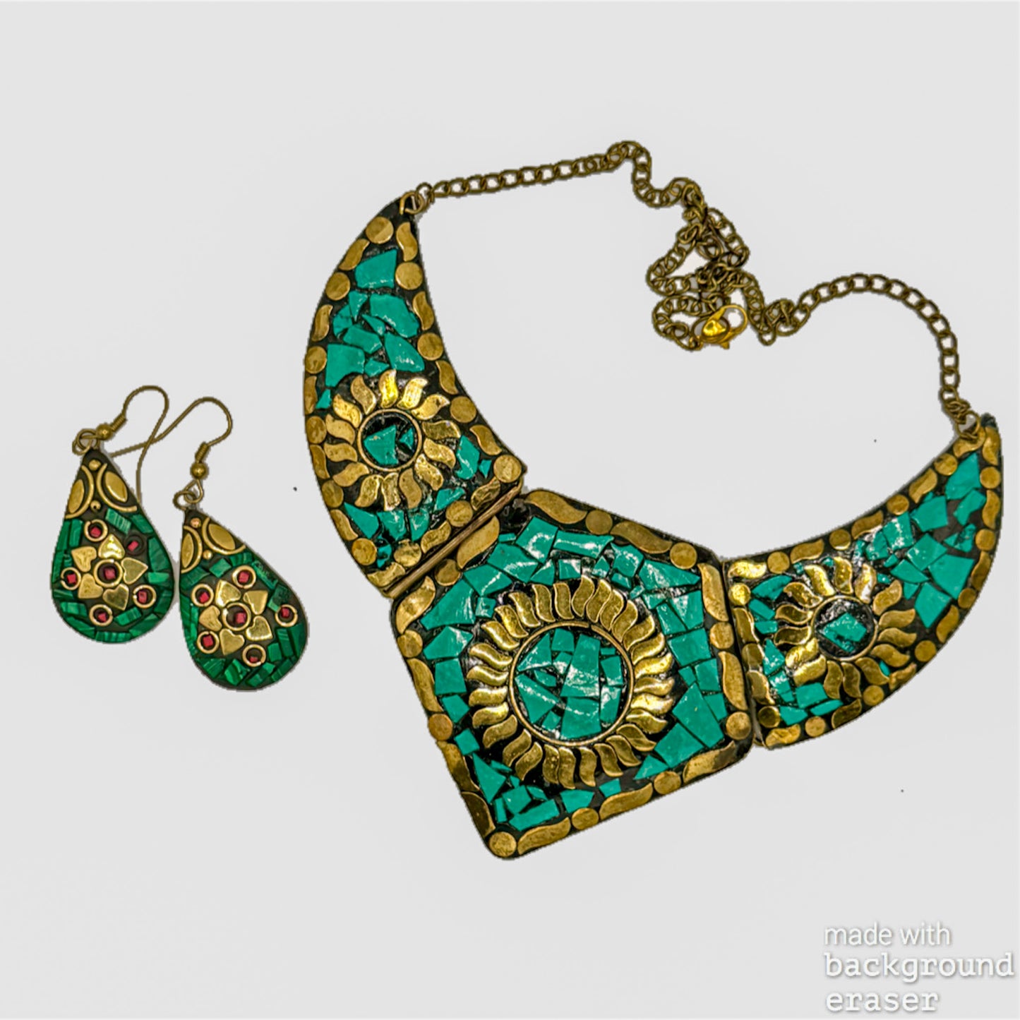 Mosaic Jewellery set - Green & Gold