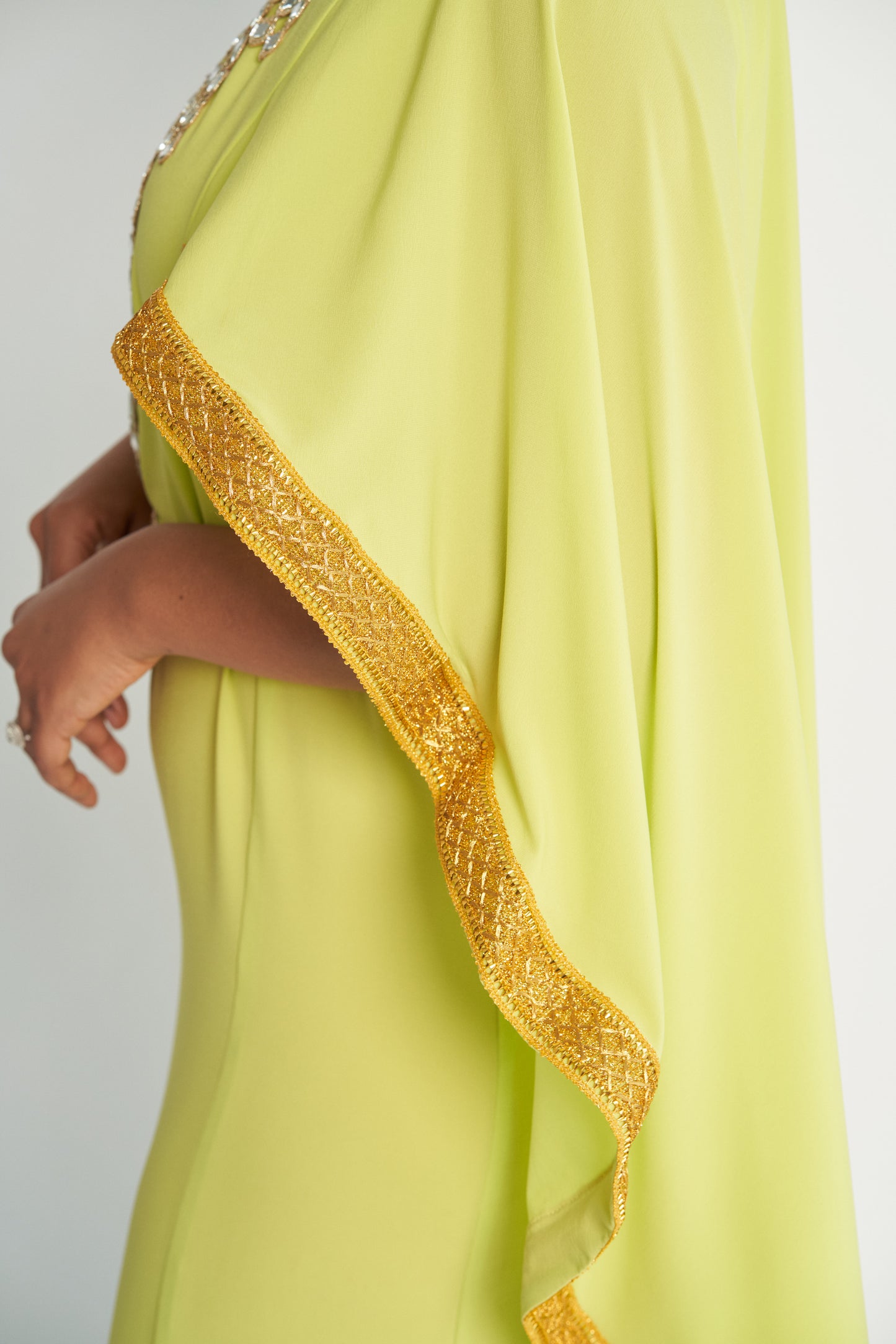 Mirrored Cape Dress - Lime Green