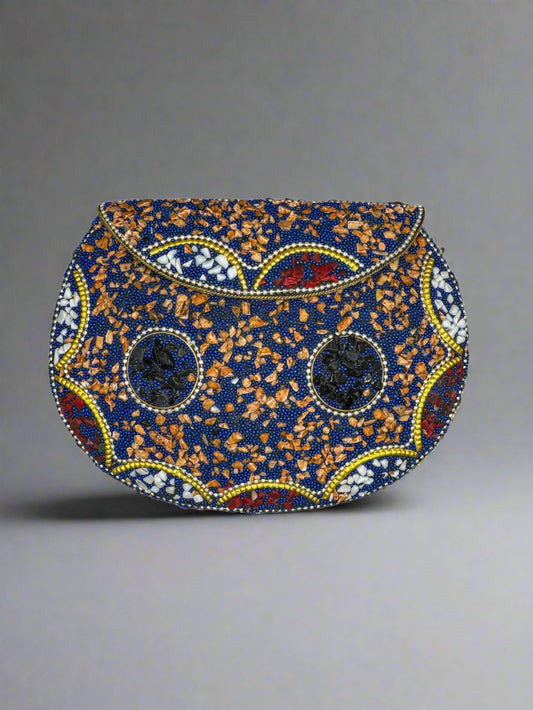 Hardshell Clutch Bag -  Amber & Lapis