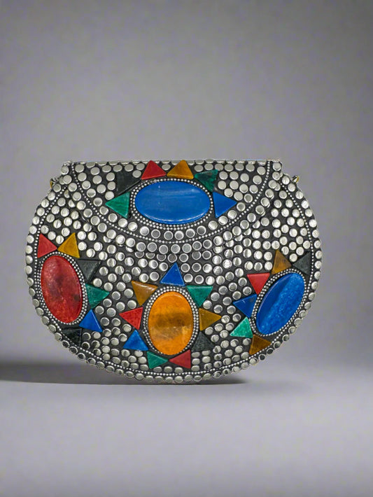 Hardshell Clutch Bag - Multi Silver